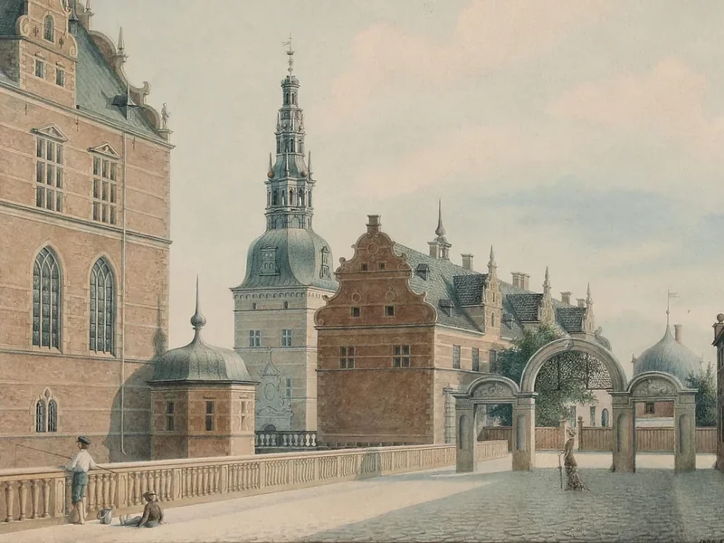 1833-Christian Vilhelm Nielsen - Due ragazzi che pescano nel fossato del castello di Frederiksborg - 1875